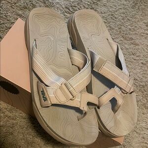 Teva Men’s Revive Beige Slide-size 12